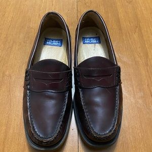 Nunn Bush Lincoln Penny Loafers Men Handsewn Burgundy Brown Leather Size 9.5 M